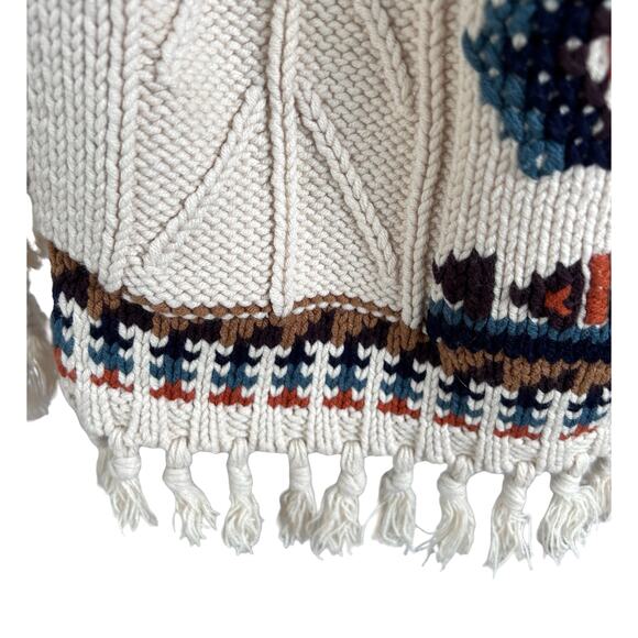 Chaser Knit Scarf Cream‎ Cotton Nordic Tribal Tassel Cozy Winter Boho Ski NWOT - Picture 8 of 11